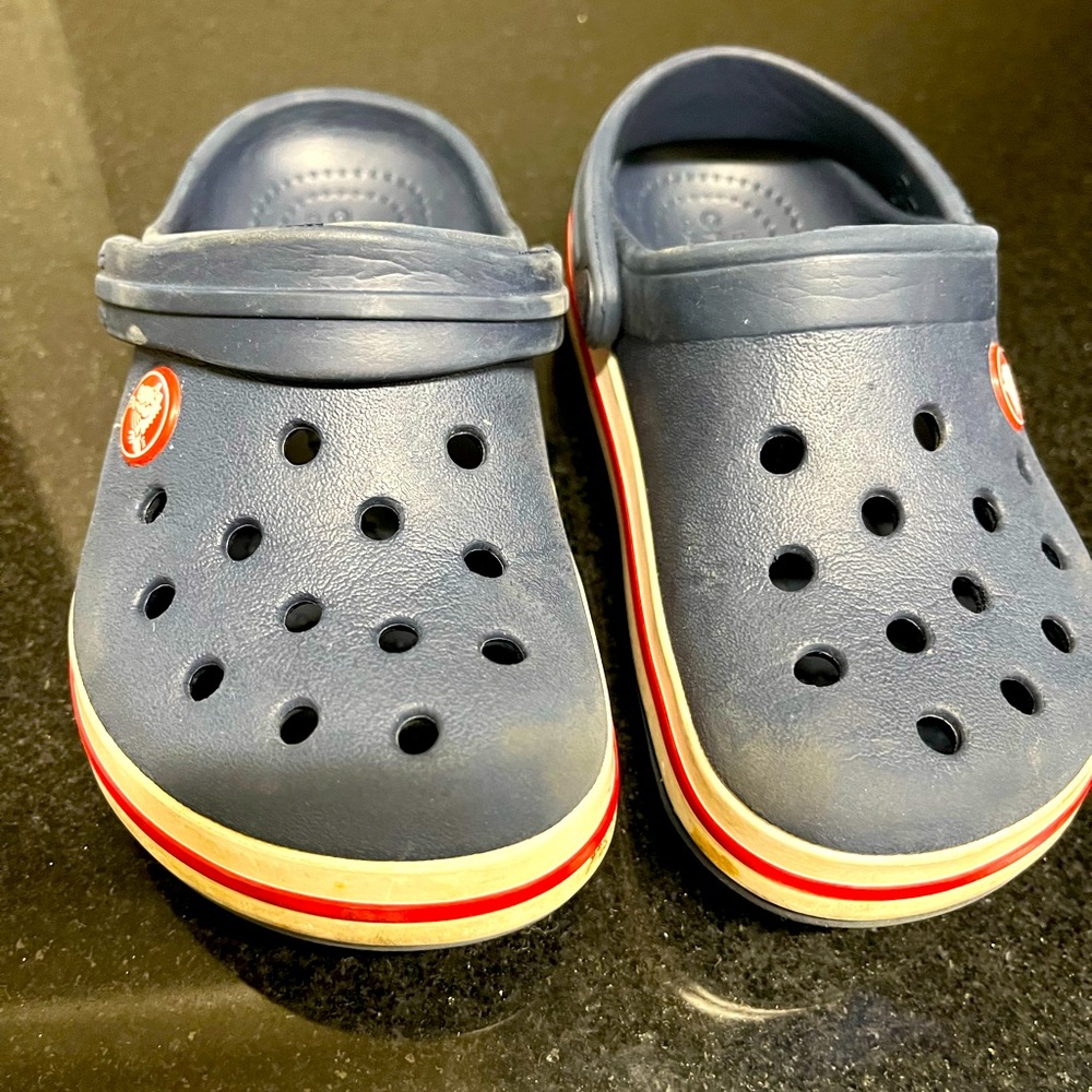 CROCS Classic Black White Clogs Toddler GUC size 9